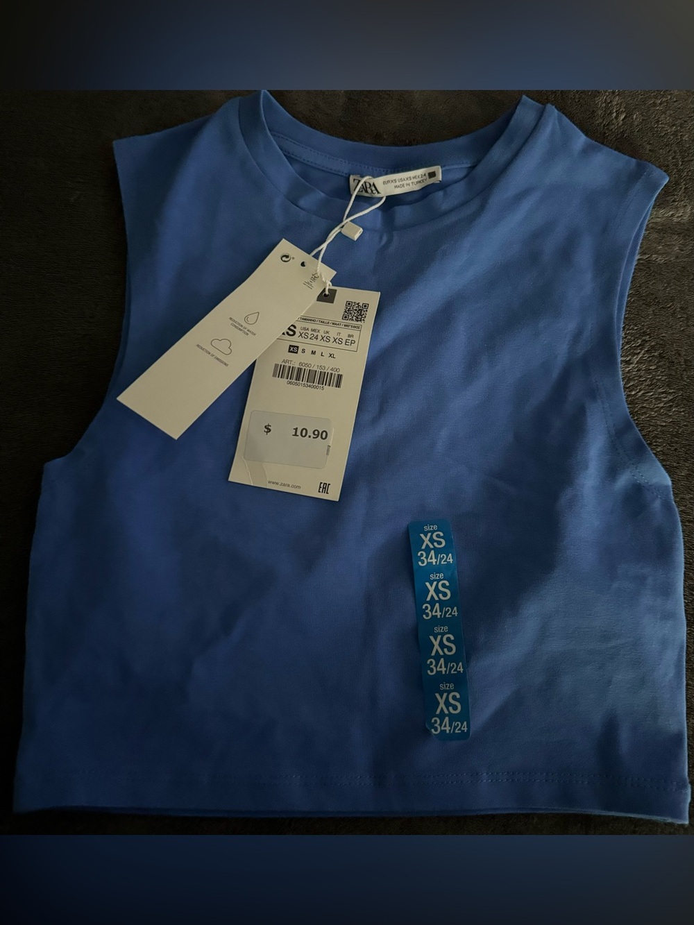Zara woman Blue Sleeveless Tank Top